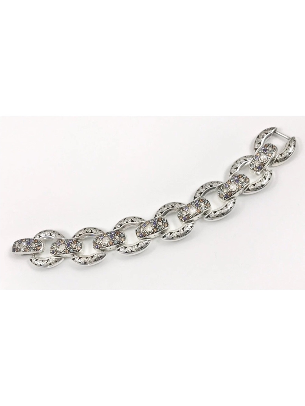 Brighton Jewelry Bracelet Crystal Voyage Chunky Link Bracelet Silver Crystals - Picture 4 of 13